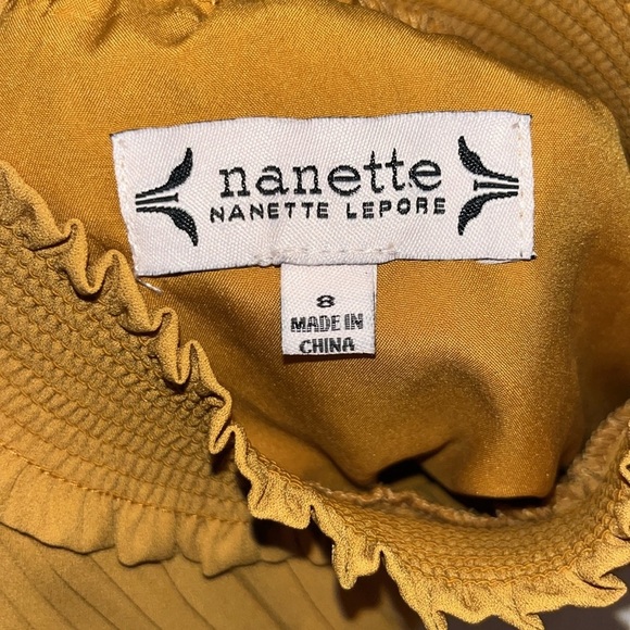 NANETTE LEPORE Pleated Smocked Dress NWT in colonel mustard | size 8 - Picture 5 of 7